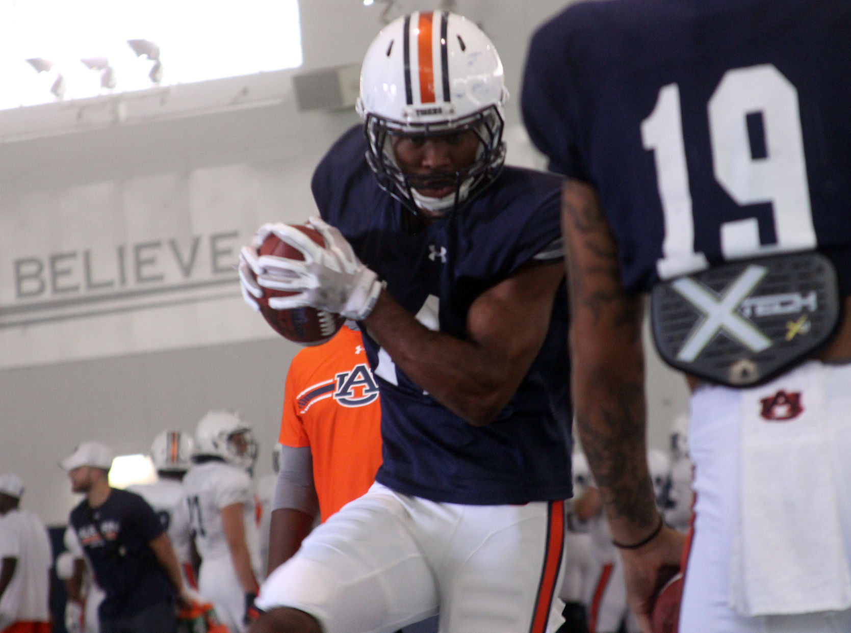 Auburn football practice on the first day of full pads